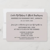 Sand Writing Just Married Anuncement Party Einladung (Rückseite)