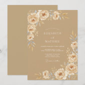Sand Zarte Rustikale Hochzeit Einladung (Vorne/Hinten)