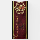 Sandal des Propheten - roter Marmor und Goldmonogr Banner (Vertikal)