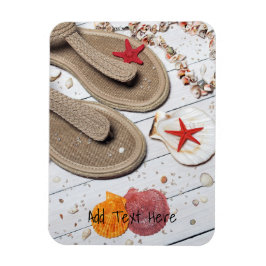 Sandalen, Muscheln und Starfish am Strand Magnet