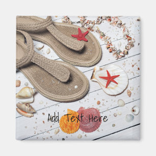 Sandalen, Muscheln und Starfish am Strand Magnet