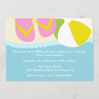 Sandalen und Beach Ball Beach Party Einladung