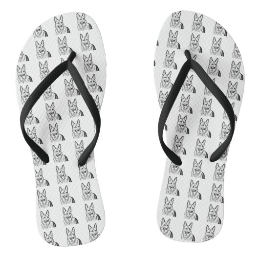 Sandals - B&W German Shepherd Block Pattern Badesandalen (Fußbett)