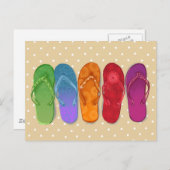 Sandals flip-flops beach party - sand dots postkarte (Vorne/Hinten)