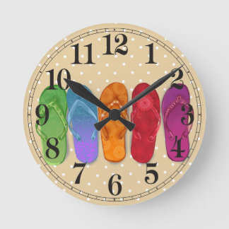 Sandals flip-flops beach party - sand dots runde wanduhr