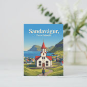 Sandavágur Kirche Färöer Inseln Postkarte (Stehend Vorderseite)