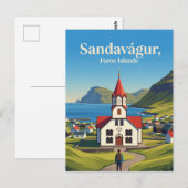 Sandavágur Kirche Färöer Inseln Postkarte (Vorne/Hinten)
