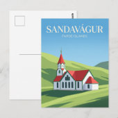 Sandavágur-Kirche Färöer-Inseln Postkarte (Vorne/Hinten)