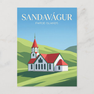 Sandavágur-Kirche Färöer-Inseln Postkarte