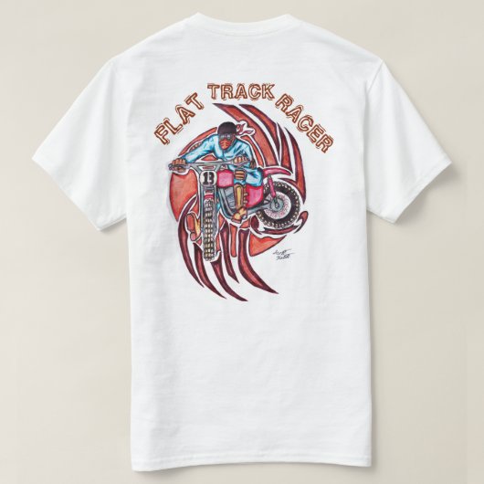 SANDBAHN-MOTORRAD-RENNLÄUFER-WEISS T-Shirt (Design Rückseite)