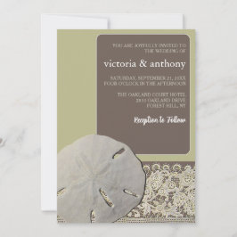 Sandballplatz, Vintage Hochzeit am Strand Einladung