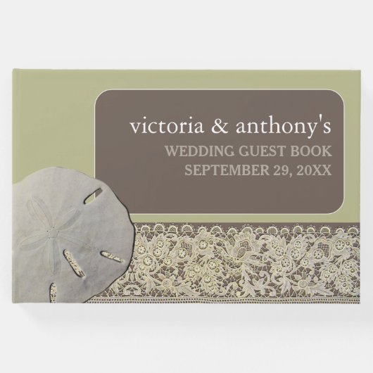 Sandballplatz, Vintage Hochzeit am Strand Gästebuch (Vorderseite)