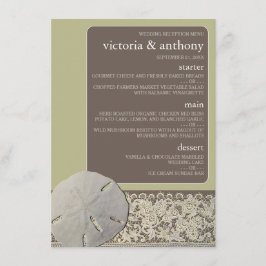 Sandballplatz, Vintage Hochzeit am Strand Menükarte