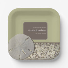 Sandballplatz, Vintage Hochzeit am Strand Pappteller