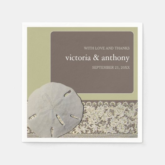 Sandballplatz, Vintage Hochzeit am Strand Serviette (Vorderseite)