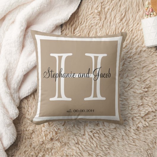 Sandbändchen taupe Custom Wedding Keepake Kopfkiss Kissen (Decke)