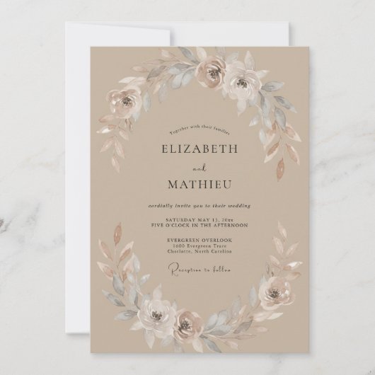 Sandbemalterer Kranz Hochzeit Einladung (Vorderseite)