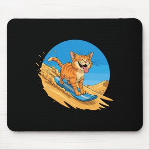Sandboard-Katze Sommer-Surfen Süße Feline Strandbe Mousepad