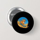 Sandboarding-Katze Sommer-Surfen Süße Feline Stran Button (Vorne & Hinten)