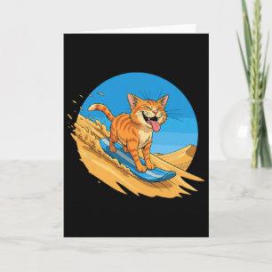 Sandboarding-Katze Sommer-Surfen Süße Feline Stran Karte