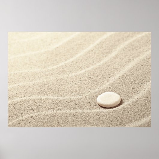 Sandboden mit weißem Stein Poster (Vorne)