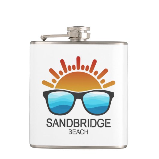 Sandbridge Beach Virginia Sonnenbrille Flachmann (Vorderseite)