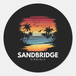 Sandbridge Beach Virginia Surfbrett Surfen Vintag Runder Aufkleber
