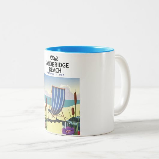 Sandbridge Beach Virginia USA, Zweifarbige Tasse (VorderseiteRechts)