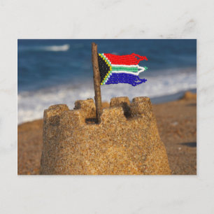 Sandburg mit südafrikanischer Flagge, Umhlanga Postkarte