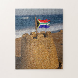 Sandburg mit südafrikanischer Flagge, Umhlanga Puzzle