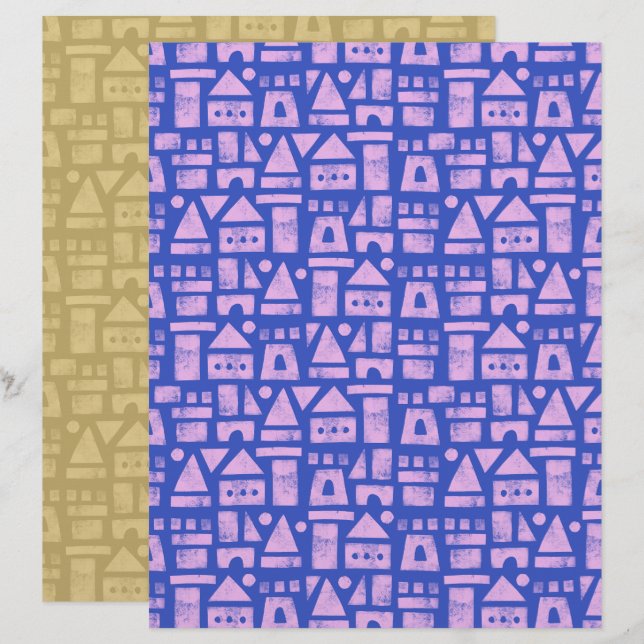 Sandburgen Blau Scrapbook Papier (Vorne/Hinten)