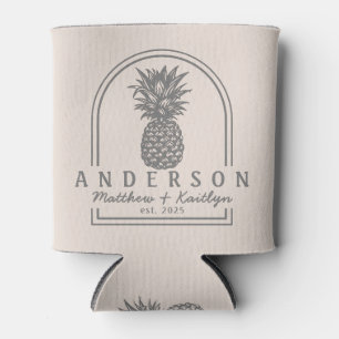 Sandburgen Rosa Ananas Hochzeitsbogen & Name Dosenkühler