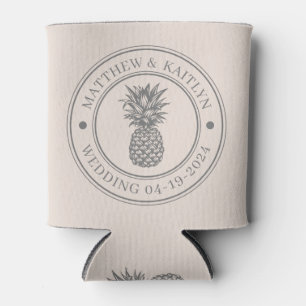 Sandburgen Rosa Ananas Hochzeitswappen & Namen Dosenkühler