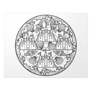 Sandburgen-Strand-Meer-Mandala-Malbuch-Block Notizblock