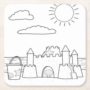 Sandcastle Adult Coloring Paper Untersetzer