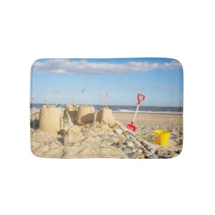 Sandcastle am Strand Badematte