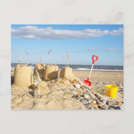Sandcastle am Strand Postkarte (Vorderseite)