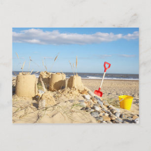 Sandcastle am Strand Postkarte