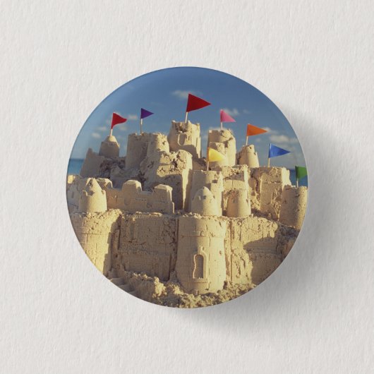 Sandcastle auf Strand Button (Vorderseite)