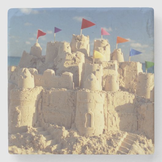 Sandcastle auf Strand Steinuntersetzer (Vorderseite)