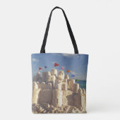Sandcastle auf Strand Tasche (Rückseite)