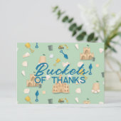 Sandcastle Beach Day Birthday Babydusche Dankeskarte (Stehend Vorderseite)