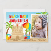 Sandcastle Beach Geburtstagsparty Einladung (Vorderseite)