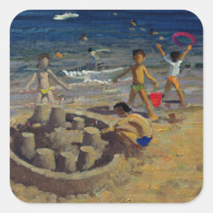 Sandcastle Frankreich 1999 Quadratischer Aufkleber