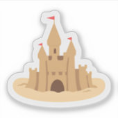 Sandcastle | Handgezeichnet Sommerstrand Niedlich Aufkleber (Vorderseite)