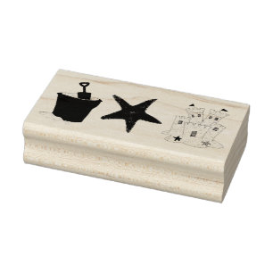 Sandcastle Sand Castle Starfish Pail Beach Gummistempel