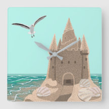 Sandcastle Seagull Quadratwanduhr