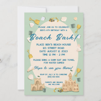 Sandcastle Strand Birthday Baby Show Einladung