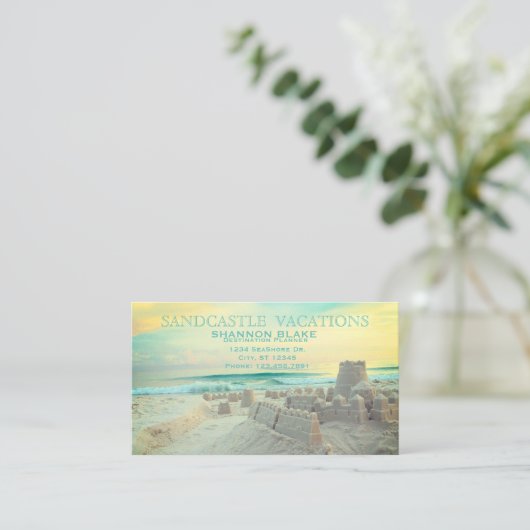 Sandcastle-Strand-Landschaftsferien Visitenkarte (Stehend Vorderseite)