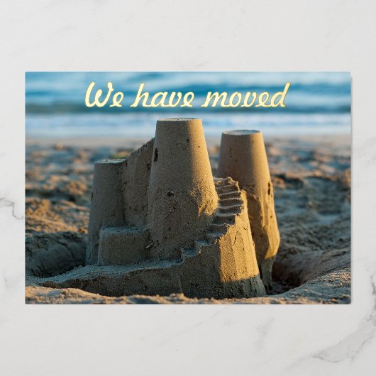 Sandcastle We have Moved Funny Moving Ankündigung (Vorderseite)